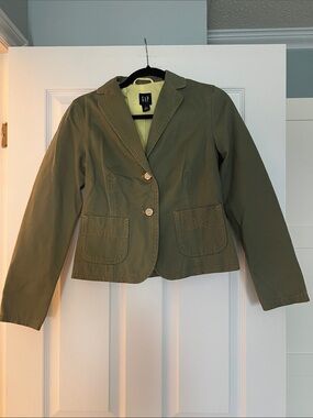 GAP Olive Green Cotton Blazer Jacket